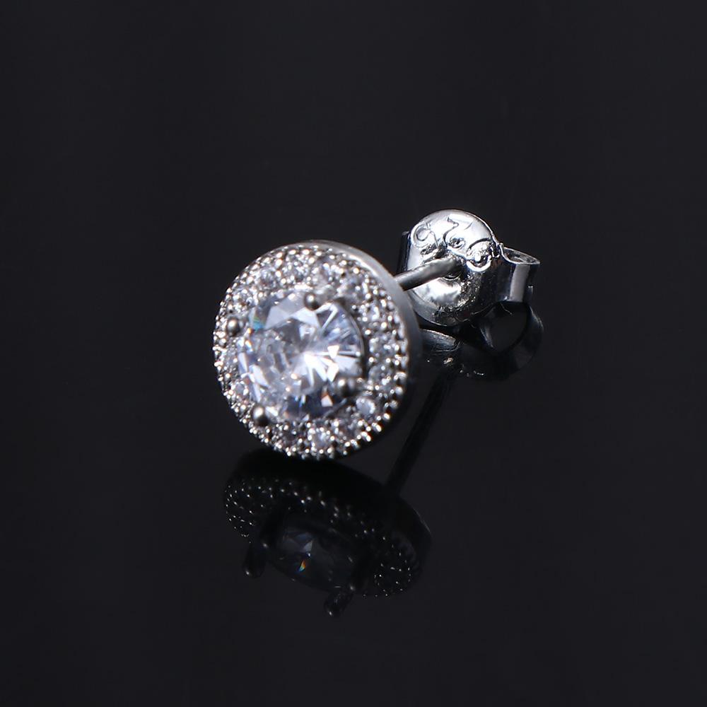 Retro Luxury Mini Hip Hop Silver Cool Round Ear Stud Korean Style Ear Stud Crystal Man Earrings