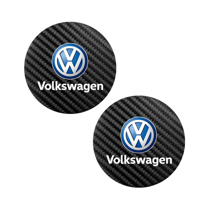 

Hot 2Pcs Car Carbon Leather Water Cup Pad Auto Accessories For Volkswagen Jetta Golf Passat T-Cross Phaeton Touareg Magotan Scir