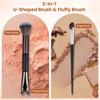 2Pcs Nose Contour Brushes for Makeup Shimmeroo Double-Ended Nose Angled Eye Shadow Contour Brushes for Makeup 2-in-1 U-Shaped Fluffy Brush Contouring