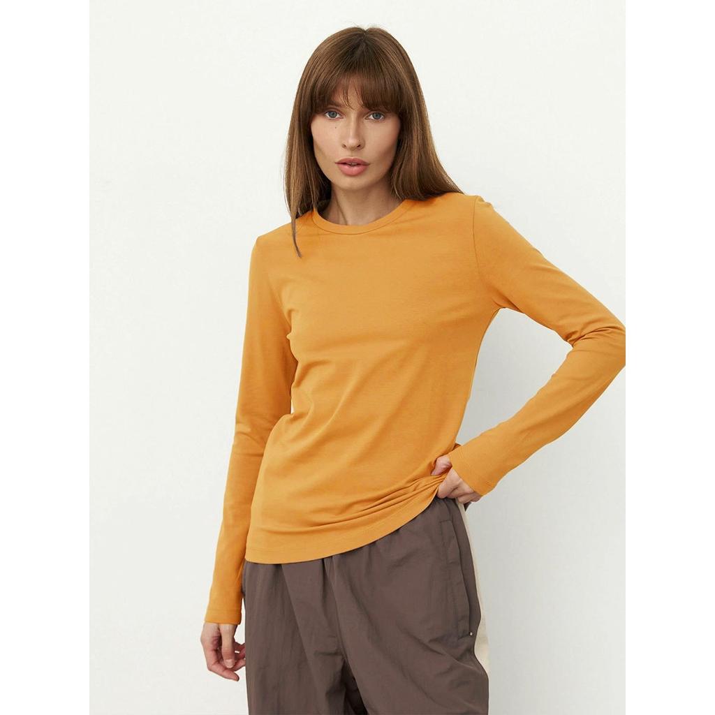 2025 Spring New Women's Cotton Long Sleeve T-Shirt Fashion Casual Versatile Office Round Neck Pullover Top