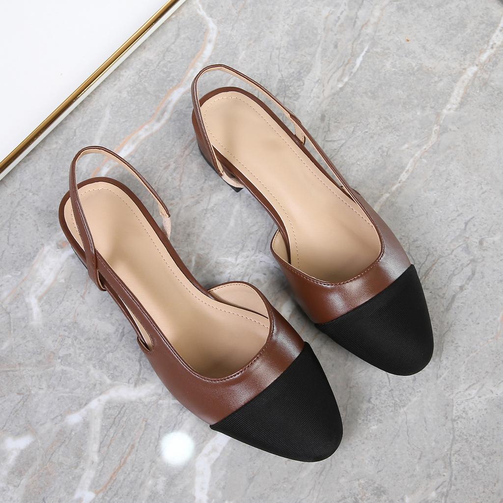 Vysoké podpatky Dámské Letní Nové Barevné Zadní Prázdné Baotou Sandály Dámské Hlava Silný Podpatek Sandály Plochá Sandalias De Mujer Léto