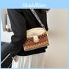 Ethnic Style Fashion Shoulder Bag 2024 Spring New Simple Large Retro Single Shoulder Slant Small Square Bag Blue