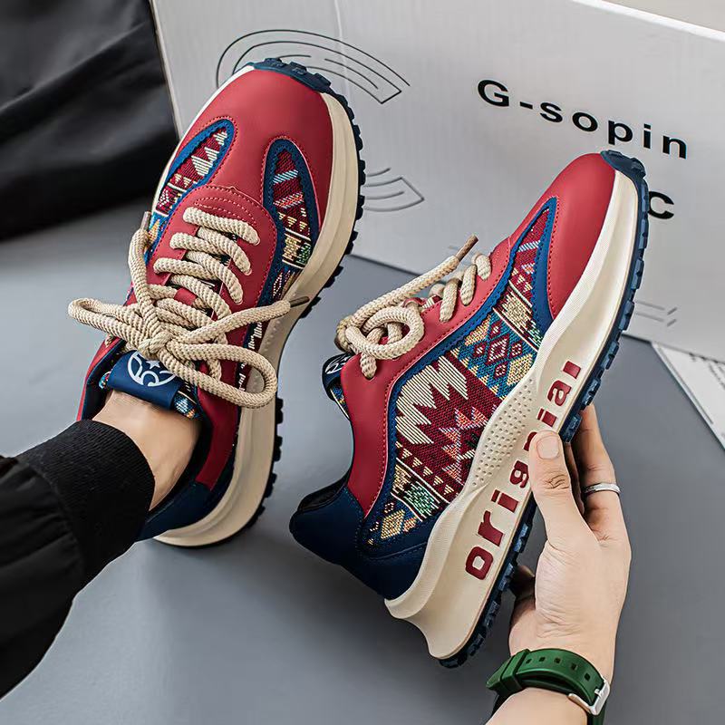 2025 Herbst neue Mode personalisierter Trend Stickerei Druck bequem rutschfest verschleißfest erhöhend Sport und Freizeit trendige Schuhe