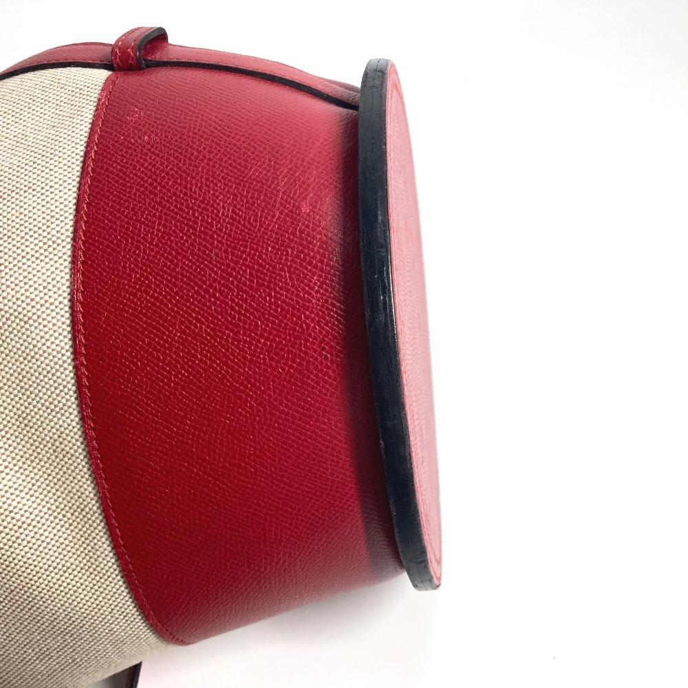 HERMES vintage Standy Crossbody Drawstring Shoulder Bag Leather/Canvas Red/Beige