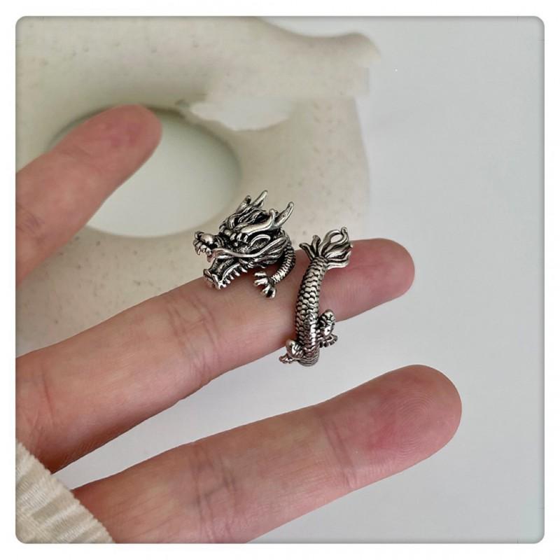 Adjustable Dragon Ring Men Plated Vintage Style Finger Unisex Animal Motif Statement Jewelry