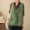 2026 Women's Plus Size V-Neck Knit Vest Cardigan - Versatile Spring & Autumn Sweater