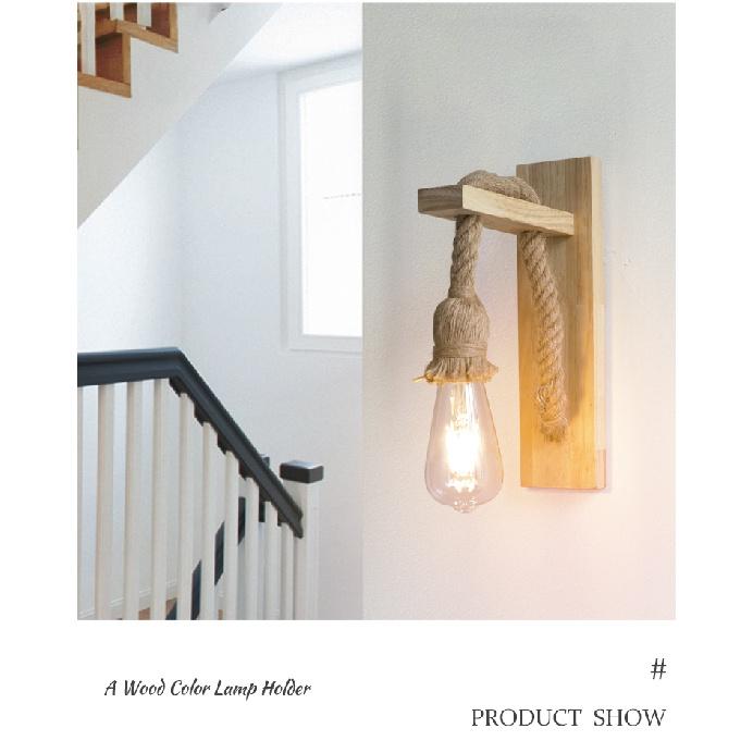 Vintage Hemp Rope Wood Wall Lamp AC110V 220V Retro Bedside Sconce Wall Light Bedroom Hallway Room For Home Decor Indoor
