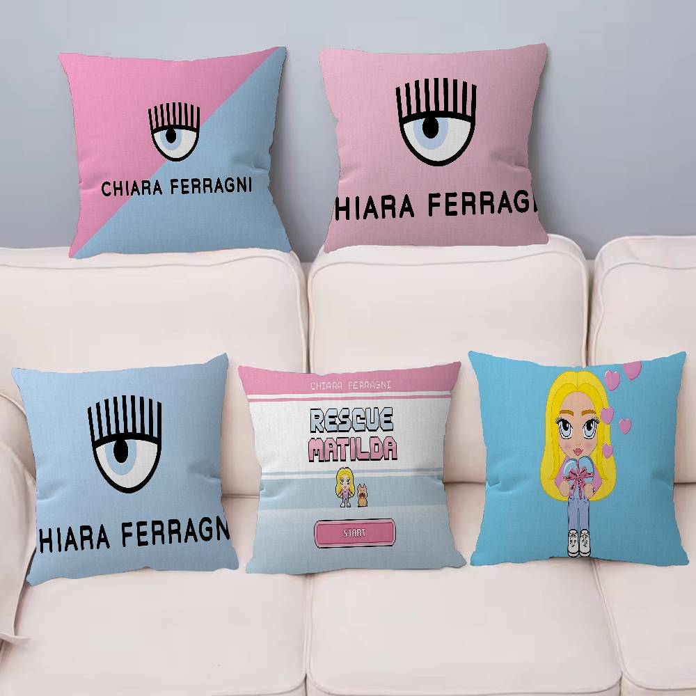 Fashion C-Chiara F-Ferragni Cushion Cover Car Throw Pillow Case For Sofa Car Christmas Gift 40x40cm 45x45cm