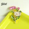 Windbreaker Brooch Pin Enamel Coloring Three Chrysanthemums Design Zinc Alloy