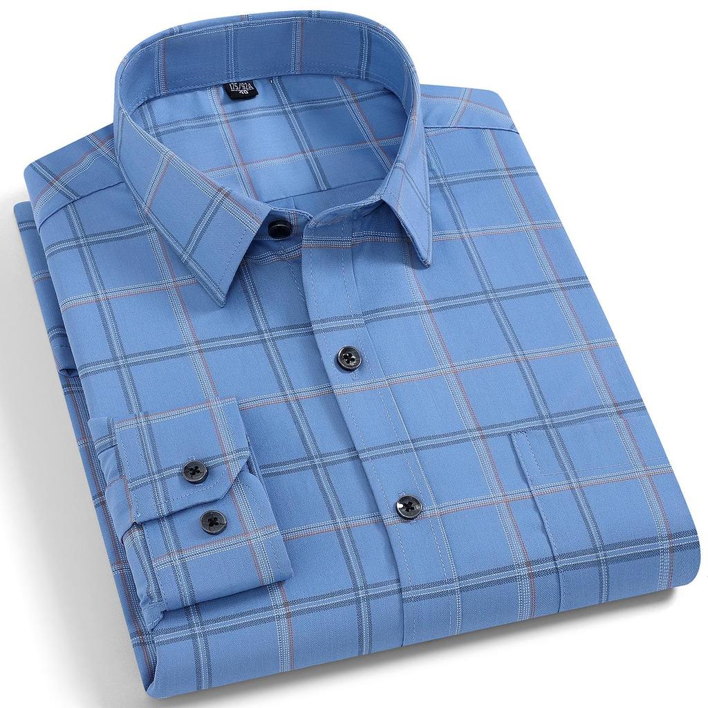 Quality Stretch Men Shirt Viscose Fiber Long Sleeve Anti-wrinkle Non-ironing Regular Fit  Casual Business Office Stretch Shirt