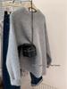 Women's Pink Cashmere Round Neck Long Sleeve Heavyweight Sweater