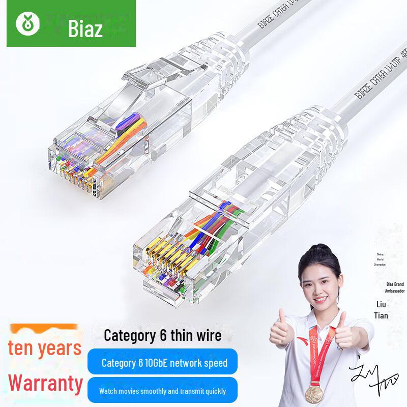 Biyaz CAT6 Gigabit Unshielded Flat Network Cable for High-Speed Home and Computer Connections