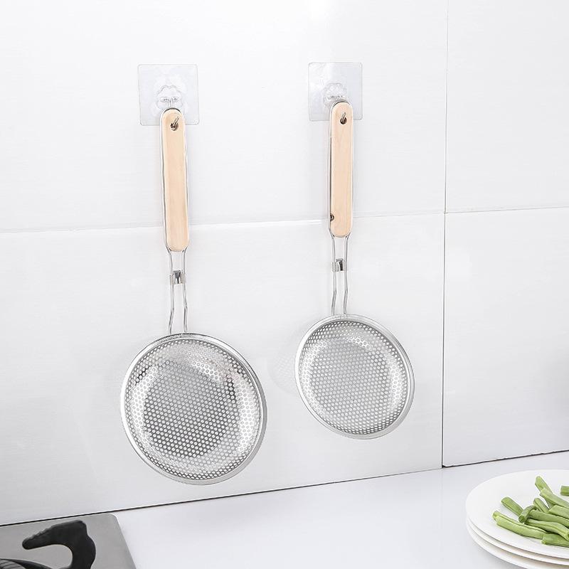 Household Items Kitchen Supplies Stainless Steel Slotted Spoon Frying Hole Scoop Wooden Handle Filter Mesh Leakage