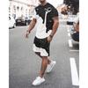 Men's Suit O-neck T-shirt Shorts Sportswear 2piece Set Jogging Fitness Male Clothes Streetwear Tracksuit Summer Beach Style