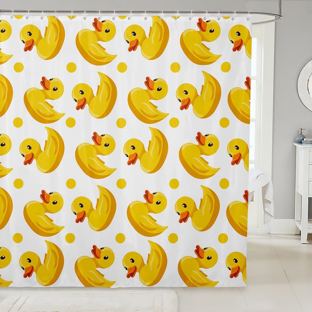 

Kids Yellow Rubber Duck Shower Curtain Cartoon Ducks Bath Curtain Funny Animal Bathroom Accessories Cute Animal Fabric Shower 90x180CM