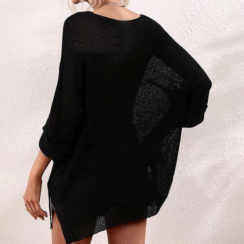 Autumn Women’s European & American Loose Pullover Knit Sweater with Pockets - Casual Round Neck, Long Sleeve