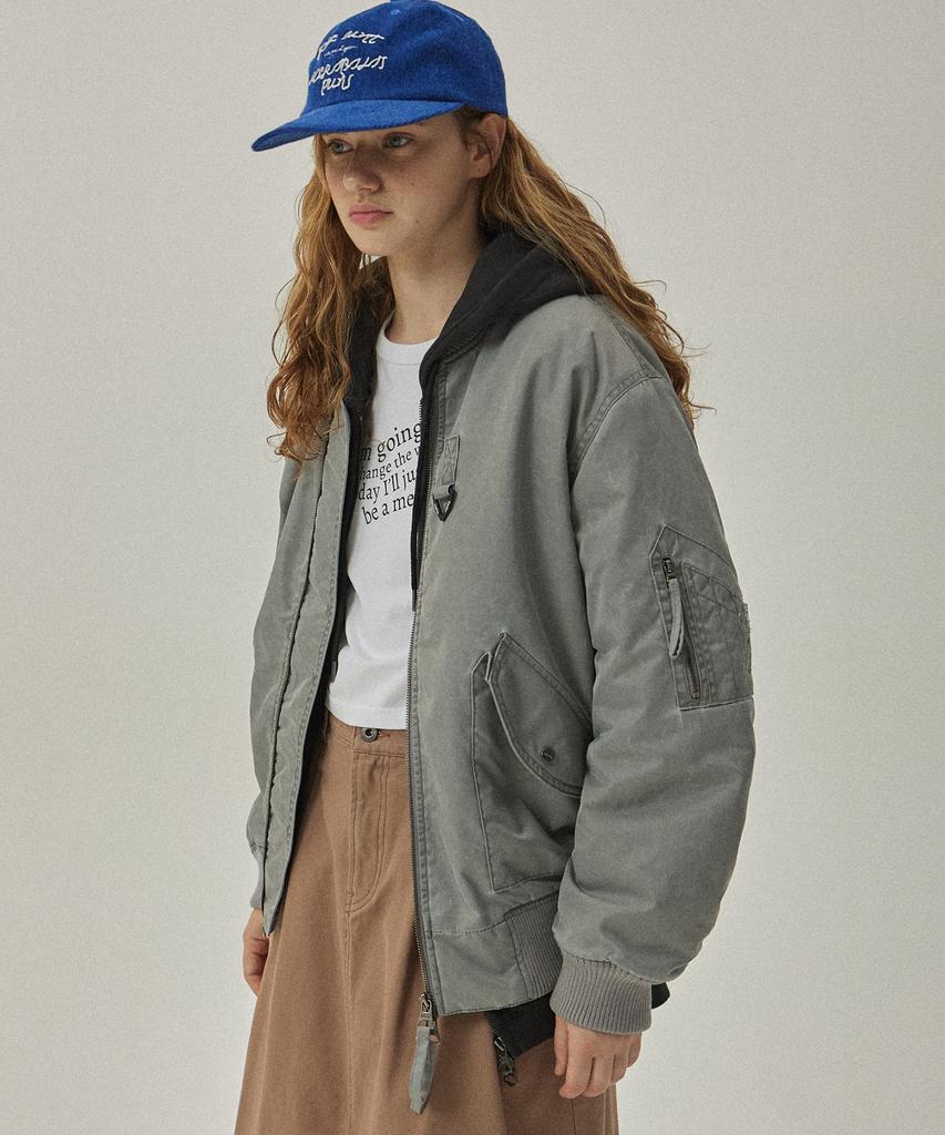 Magoodgan Bomber 5602 Pigment Padded Silver Grey Flight Jacket