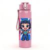 1PC Colorful Girl Characters 750ml Color Plastic Sports Water Bottle Leakproof Flip Straw Lid Suitable for Sports Office Home Use