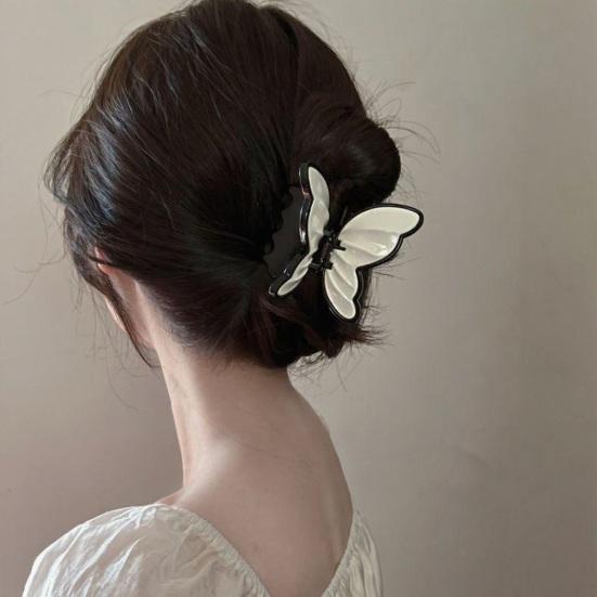 Hair Claw Stable Gripping Thick Spring Anti-Slip Tooth Comb Hair Clip Butterflies Shape Back Head Hair Clip