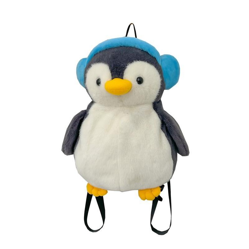 

Cute Penguin Plush Backpack Kawaii Wear Headphones Penguin Doll Large Capacity Women Popular Fashion Bag Birthday Gift Phone Bag