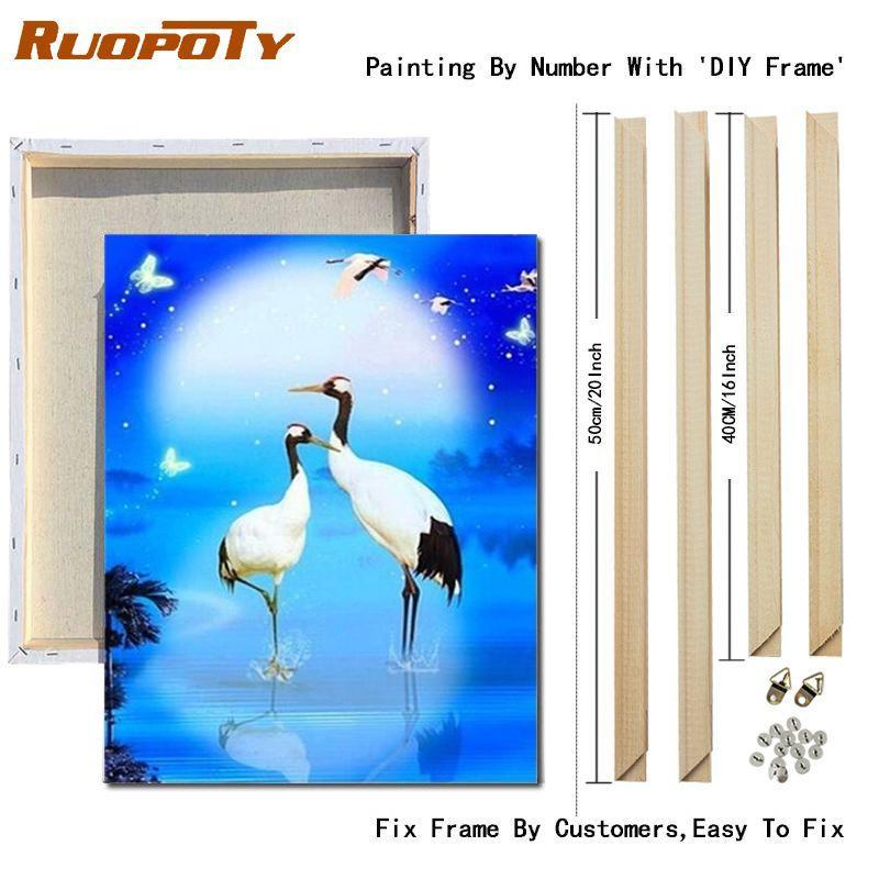 RUOPOTY DIY Oil Painting By Numbers Flower Bird Picture Wall Art Picture By Numbers Animal Unique Gift For Living Room
