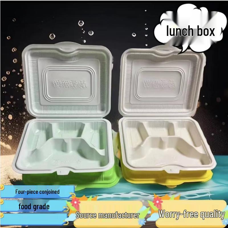 BOUSSAC Disposable Thickened 4-Compartment Takeout Food Containers