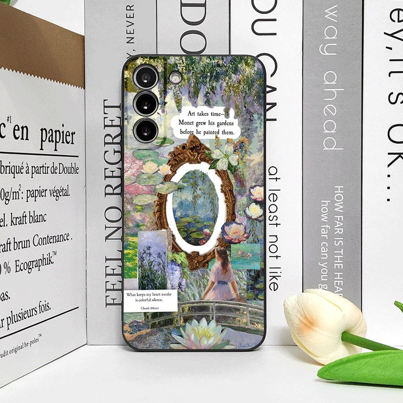 Luxury Beautiful Girl Phone Case for Samsung Galaxy S25 S24 S23 Ultra S22 Plus S21 FE S25 Edge Soft Cover Coque Claude Monet Art
