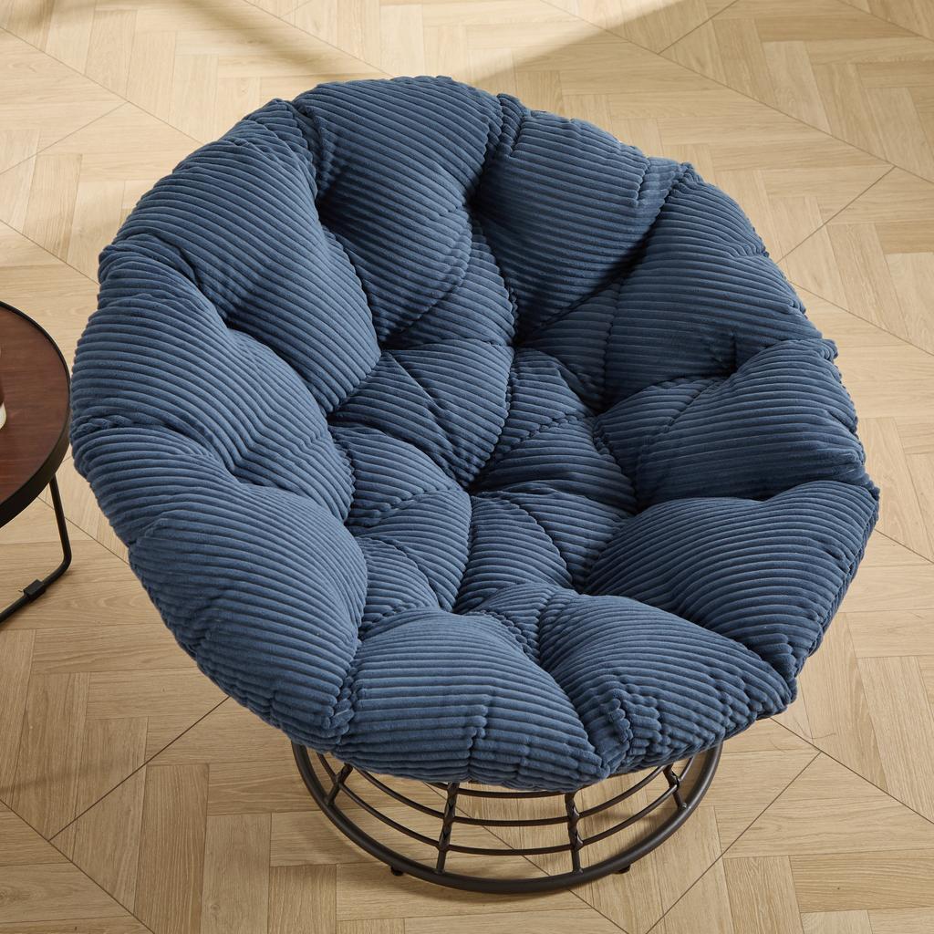 Comfortable Wicker Papasan Chair, 360 degrees Swivel Indoor Outdoor with Soft Thick Cushion, Ideal for Living Room, Brown Frame