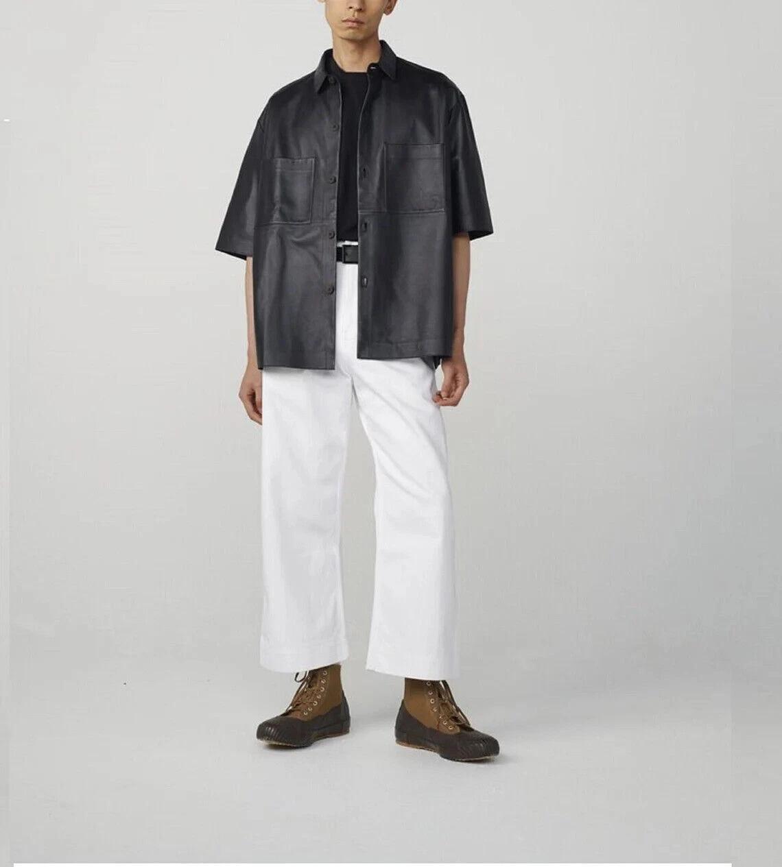 

Натуральная овчина Формальный Повседневный Ручная работа Новый Классический Мужской Стильный Черный Рубашка Чистый Праздничный Оригинальная Кожа 3XL чёрный