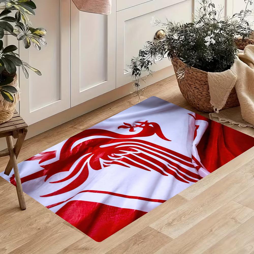 Liverpool Football Club Küchenfußmatte Rutschfest Waschbar Weicher Teppich Fußmatte Geeignet für Schlafzimmer Wohnzimmer Küche und Badezimmer Heimdekoration