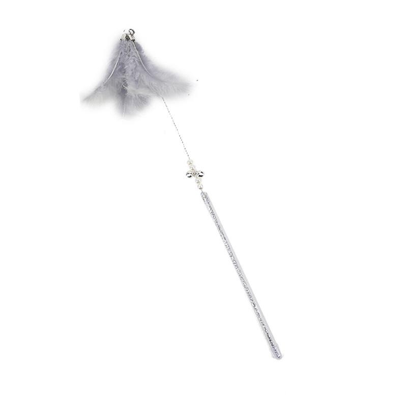 Interactive Cat Toy Fun Feathers and Bell Self-tickling Cat Wand Toy Kitten Play Tease Wand Toy Cat Toy