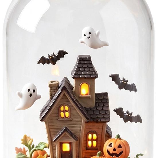 Indoor Outdoor Decor Haunted House Night Light, Glowing Ghost LED Table Lamp for Led Decoration Halloween Party, Spooky Desk Bedroom, Festive