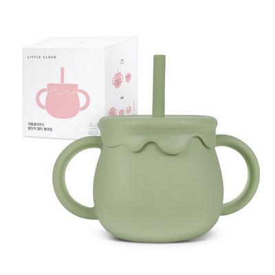 Little Cloud Dětský hrneček na med se silikonovou brčkem 250 ml, 2, Olivový