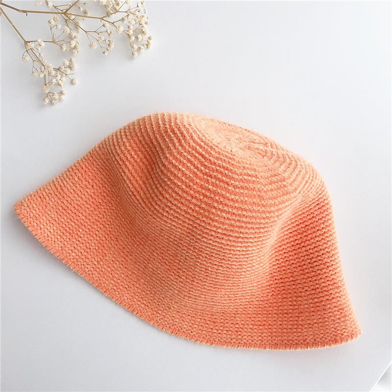 

Зимняя детская шапка-ведро из синели для девочек, теплая вязаная однотонная рыбацкая шапка, детская стильная универсальная повседневная шапка для бассейна