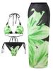 Europäischer Bikini: Elegantes Muster, Sexy Schnürung, Schlitz-Maxirock