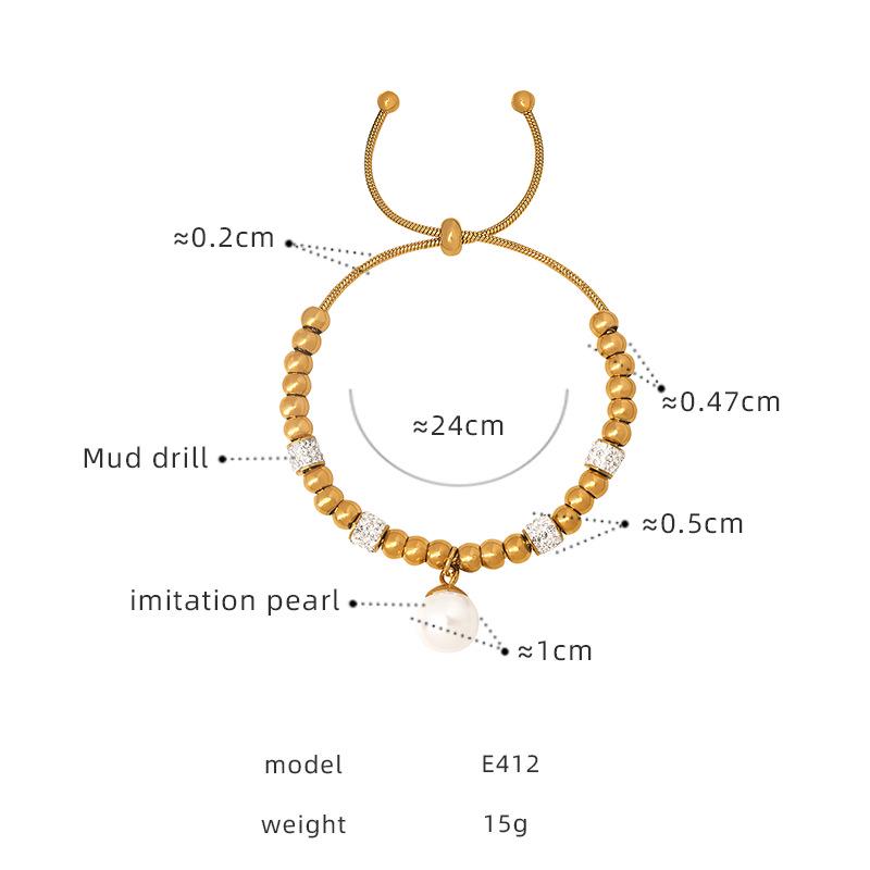 Women's Cute Japanese-Korean Fashion Bracelet: Hollow Heart Pendant, Round Bead, Real Gold Titanium Steel Jewelry