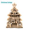 3D Christmas Cabin Wooden Puzzle: Educational DIY Holiday Ornament