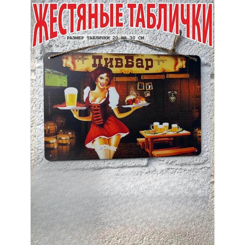 Pin Up Beer Bar Metal Sign, Vintage Tavern Wall Decor Plaque