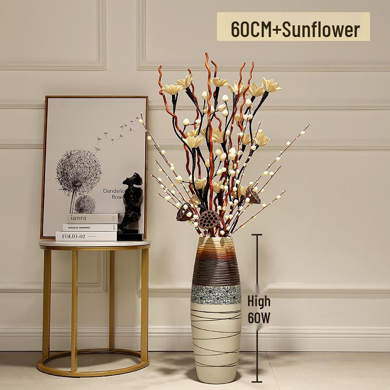 Large European-Style Porcelain Floor Vase for Dried Flowers - Artistic Living Room Ceramic Decoration
