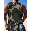 Men's Sleeveless Camouflage Vest - Army Green with Black Print, Casual/Sporty Style, Lightweight for Summer Outdoor Activities, Comfortable Fit