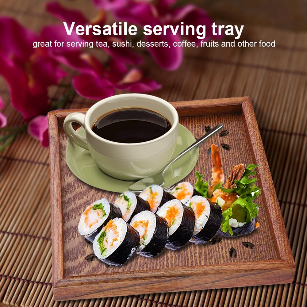 Traditional Wooden Tea Plate Coffee Fruits Snacks Serving Tray Dish for Home Restaurant