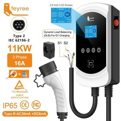 Ladestation Elektroauto Typ2 Kabel 32A 11kW dynamisches Laden weißgrau EVSE Wallbox APP Funktion