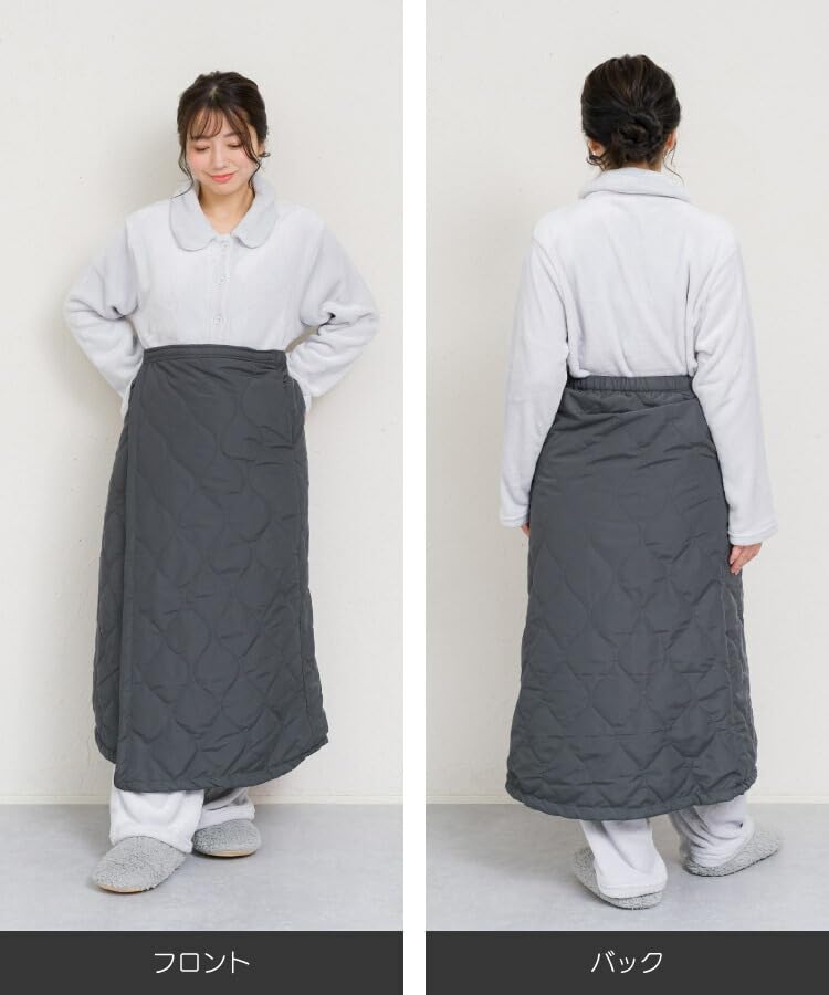 [MARAI] Women's Quilted Wrap Maxi Skirt, Warm Fleece-Lined Water-Repellent, Loungewear, Free Size (M-L), Beige, Fall/Winter