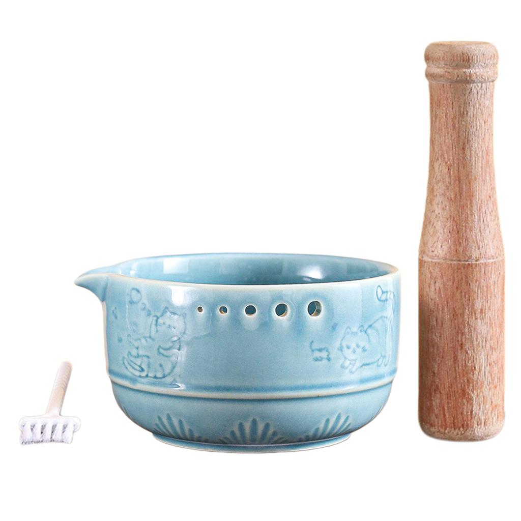 2-in-1 Pottery Spice Stripper Bowls Kitchen Spices Leaf Stripping Tool Handmade Pottery Stripper Bowl for Garlic Chocolate Etc