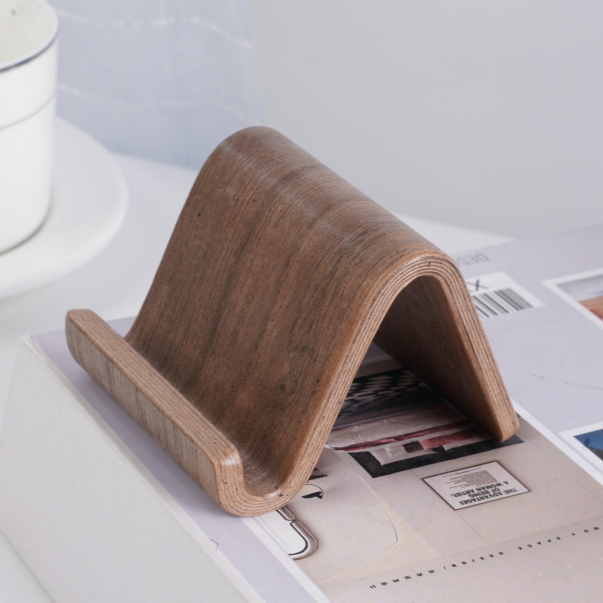 Solid Walnut Wood Mobile Phone Stand with Storage