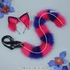 Plush Cheshire Cat Ears Headband Tail Set Cosplay Anime Convention Costume Accessory Adult