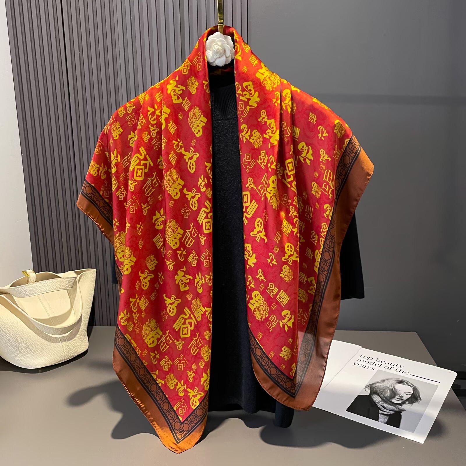 Summer imitation silk satin silk scarf women s retro fashion silk feel scarf sun protection mulberry silk 90 square scarf women 90 square towel