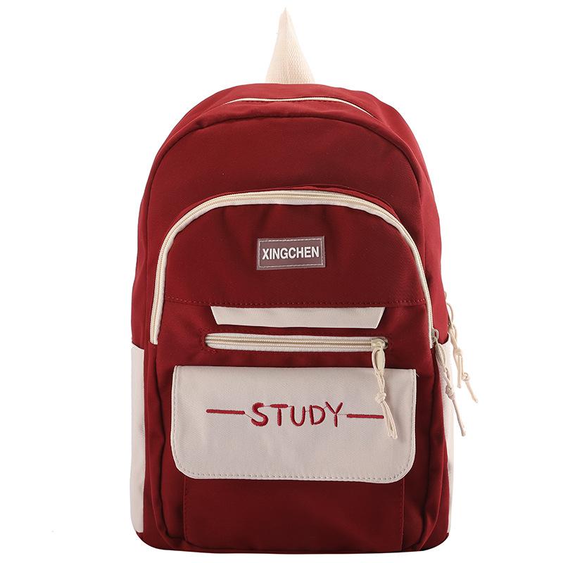 Student backpack trend letter middle and high school campus schoolbag casual large capacity contrast backpack trendy fashion