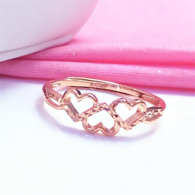 Purple Gold Love Ring, Simple Temperament, Fashionable Rose Gold-Plated Open Ring.