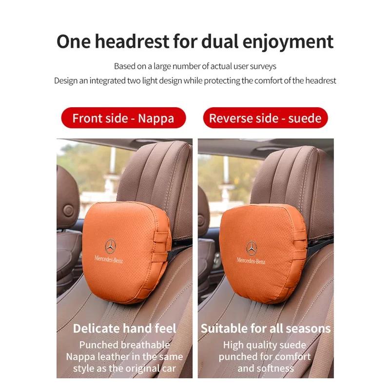 Car Sticker Car Headrest Neck Support Lumbar Rest Cushion Neck Pillow For Mercedes-Benz A B C E S V R-Class A45 C43 CLA GLA GLB